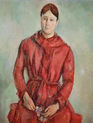 Portret van Madame Cezanne in een Rode Jurk, c.1890